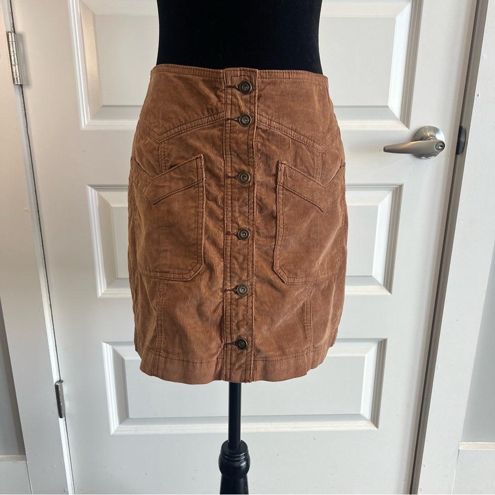 Free People Come Closer Corduroy Button-Front Mini Skirt
